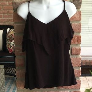 SANCTUARY Black Ruffle Cami Tank Adjustable Straps Small